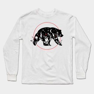 Wanderlust Bear with Moon and Stars Long Sleeve T-Shirt